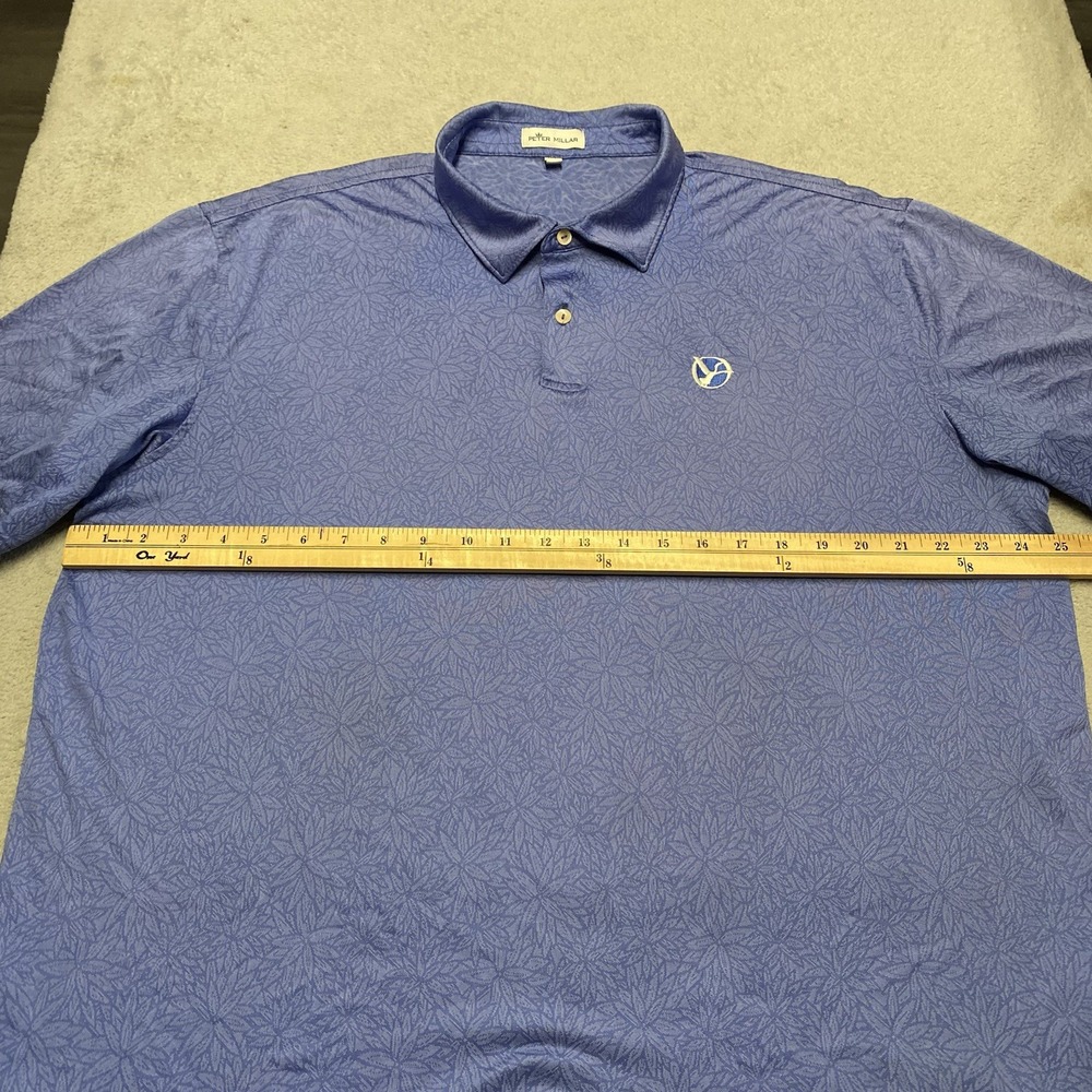 Peter Millar Polo Mens XL Blue All Over Floral Design Performance Preppy Golf - Picture 6 of 8